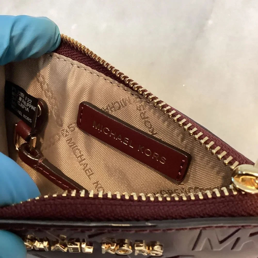 Michael Kors Signature Logo Embossed Patent Key & Card Holder